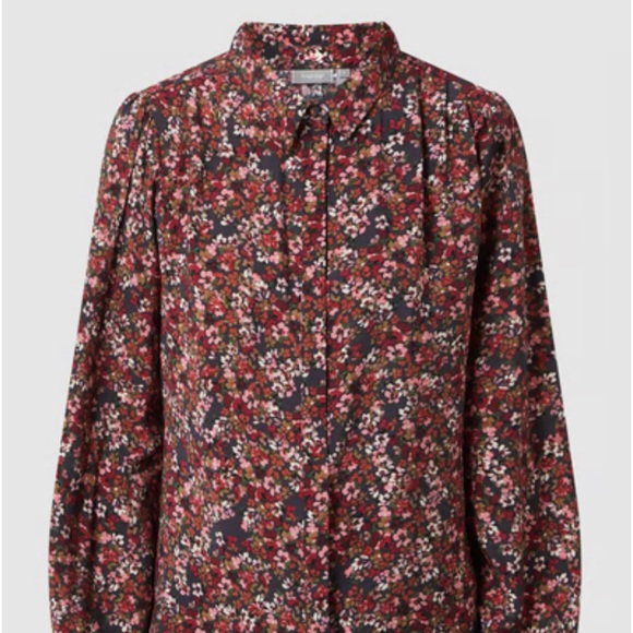 Fransa Frisa Blouse Size M Floral Print Bordeaux - Picture 13 of 14